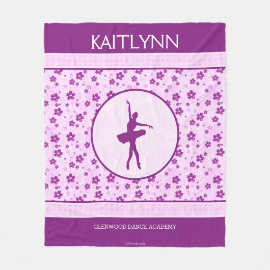 Aangepaste ballet danser Paars hart Fleece Deken (Voorkant)