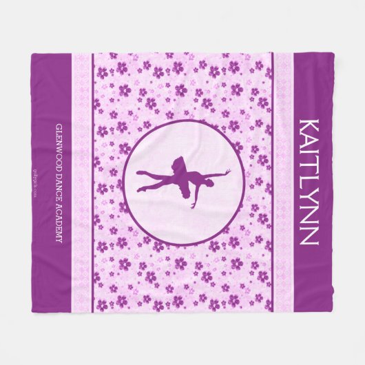 Aangepaste ballet danser Paars hart Fleece Deken (Voorkant (Horizontaal))