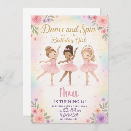 Aangepaste Ballet Princess Sjabloon Kaart (Voorkant / Achterkant)