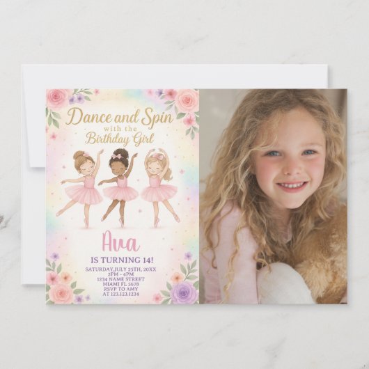 Aangepaste Ballet Princess Sjabloon met foto Kaart (Voorkant)