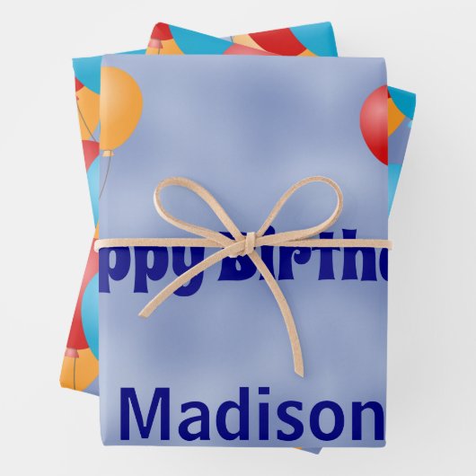 Aangepaste ballons Happy Birthday Inpakpapier Vel (In situ)