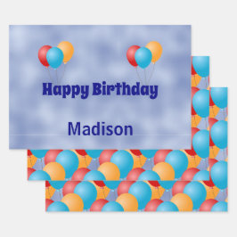 Aangepaste ballons Happy Birthday Inpakpapier Vel