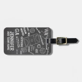 Aangepaste balswerstijl netball chalkboard bagagelabel (Voorkant horizontaal)