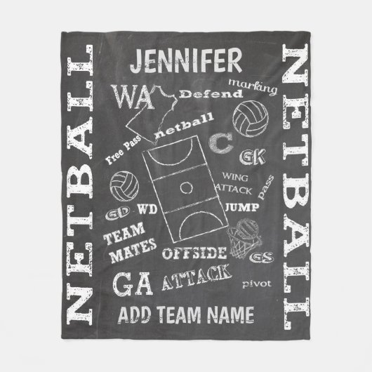 Aangepaste balswerstijl netball chalkboard fleece deken (Voorkant)