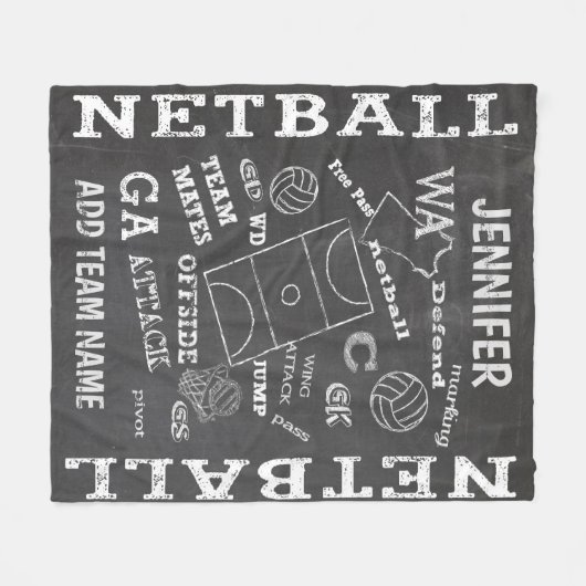Aangepaste balswerstijl netball chalkboard fleece deken (Voorkant (Horizontaal))