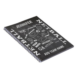 Aangepaste balswerstijl netball chalkboard notitieboek