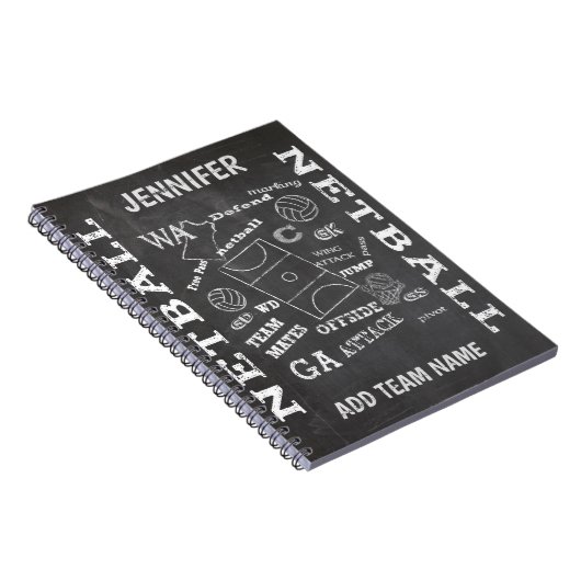 Aangepaste balswerstijl netball chalkboard notitieboek (Rechterzijde)