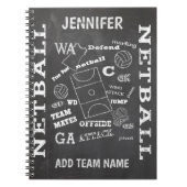 Aangepaste balswerstijl netball chalkboard notitieboek (Voorkant)