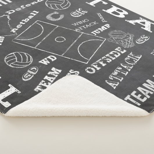 Aangepaste balswerstijl netball chalkboard sherpa deken (3/4)