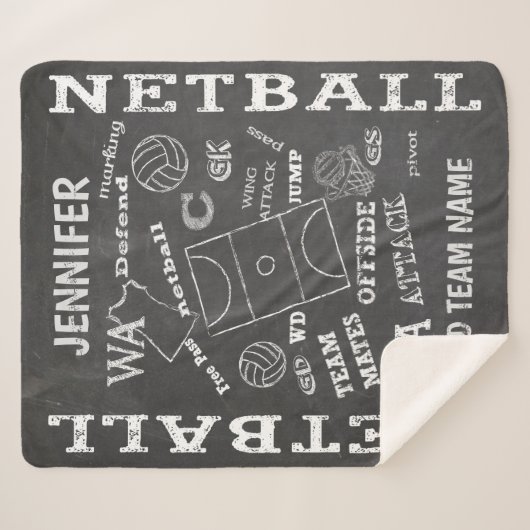 Aangepaste balswerstijl netball chalkboard sherpa deken (Voorkant (horizontaal))