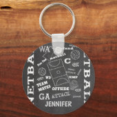 Aangepaste balswerstijl netball chalkboard sleutelhanger (Voorkant)
