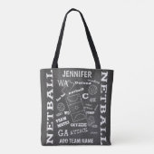 Aangepaste balswerstijl netball chalkboard tote bag (Achterkant)