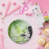 Aangepaste Bamboe Zen Stones Water Plumeria Papieren Bordje (Feest)