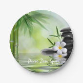 Aangepaste Bamboe Zen Stones Water Plumeria Papieren Bordje (Voorkant)
