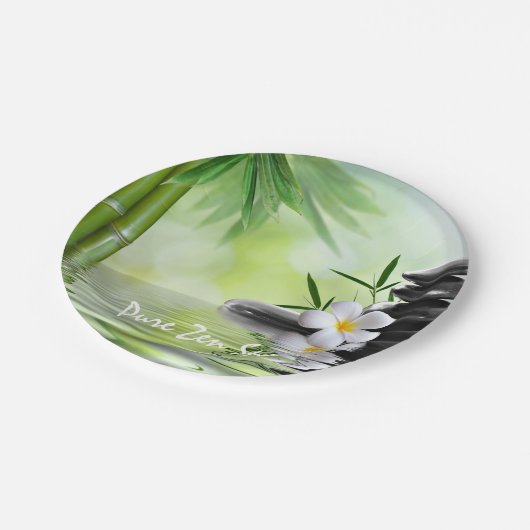 Aangepaste Bamboe Zen Stones Water Plumeria Papieren Bordje (Gekanteld)