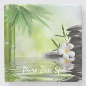 Aangepaste Bamboe Zen Stones Water Plumeria Stenen Onderzetter (Voorkant)