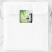 Aangepaste Bamboe Zen Stones Water Plumeria Vierkante Sticker (Tas)