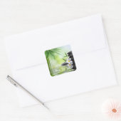 Aangepaste Bamboe Zen Stones Water Plumeria Vierkante Sticker (Envelop)