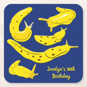 Aangepaste Banana Slugs Yellow en Blue Kartonnen Onderzetters
