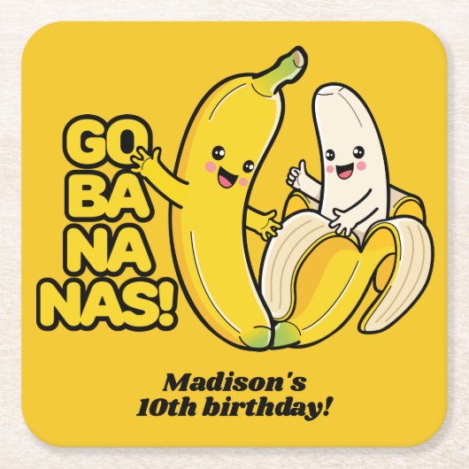 Aangepaste Bananas-tekst Kartonnen Onderzetters (Voorkant)