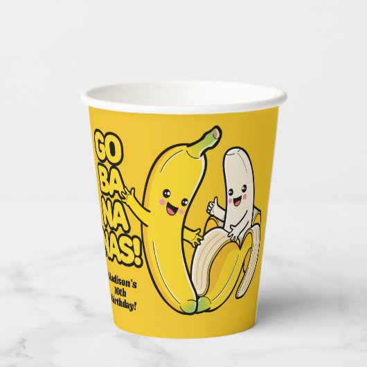 Aangepaste Bananas-tekst Papieren Bekers (Achterkant)