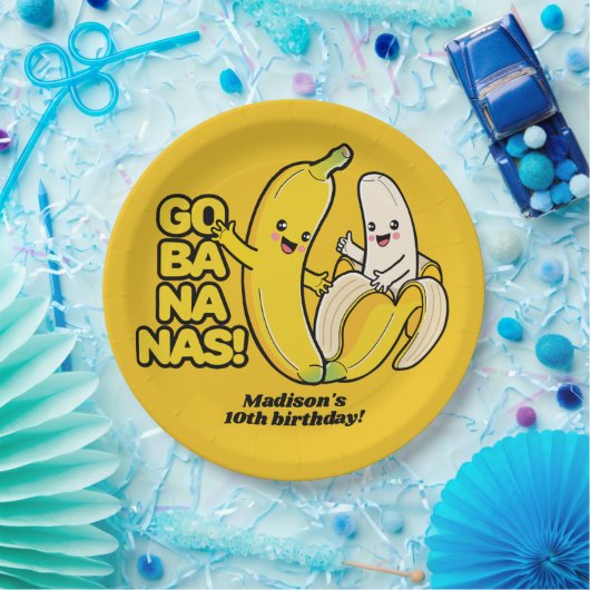 Aangepaste Bananas-tekst Papieren Bordje (Feest)