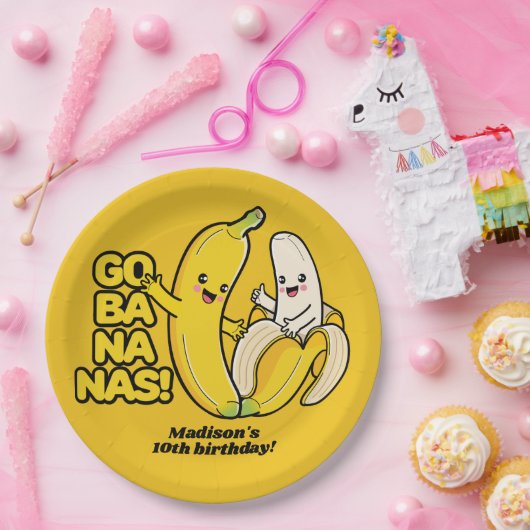Aangepaste Bananas-tekst Papieren Bordje (Feest)
