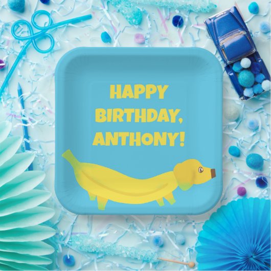 Aangepaste bananenpartij papieren bordje (Feest)