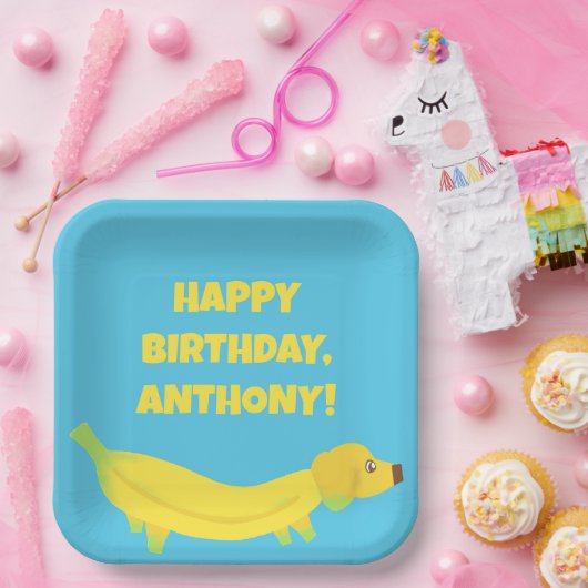 Aangepaste bananenpartij papieren bordje (Feest)