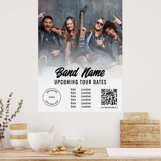 Aangepaste Band-foto-Logo QR-code Gigons-datums Poster (Keuken)
