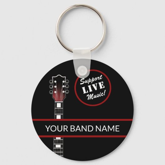 Aangepaste band Merch ondersteunt Live Music Guita Sleutelhanger (Voorkant)