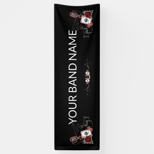 Aangepaste band Merch Rockabilly Tattoo Vinyl Bann Spandoek (Verticaal)