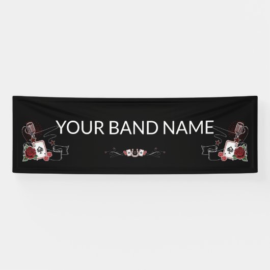 Aangepaste band Merch Rockabilly Tattoo Vinyl Bann Spandoek (Horizontaal)