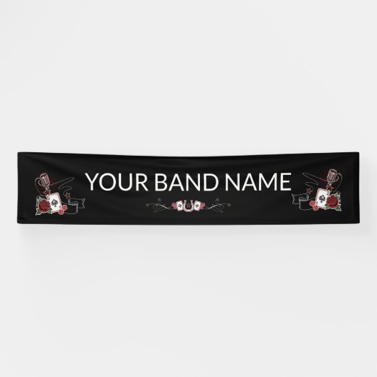 Aangepaste band Merch Rockabilly Tattoo Vinyl Bann Spandoek (Horizontaal)