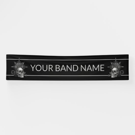 Aangepaste band Merch Skull Metal Rock Show Music  Spandoek (Horizontaal)