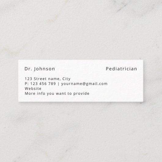 Aangepaste Bandaid Patch Medische Professionals Mini Visitekaartje (Achterkant)