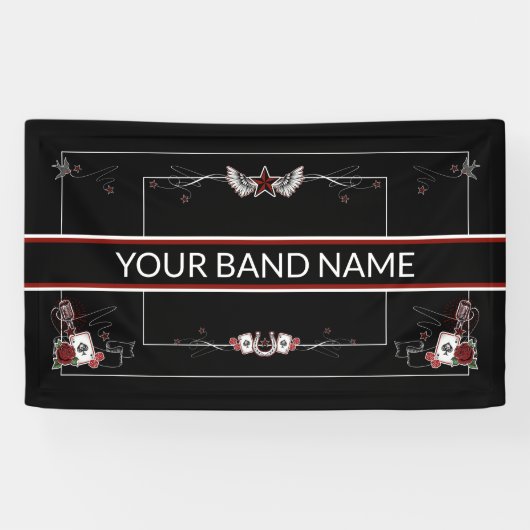 Aangepaste banenbanner voor muziek op Merch Rockab Spandoek (Horizontaal)