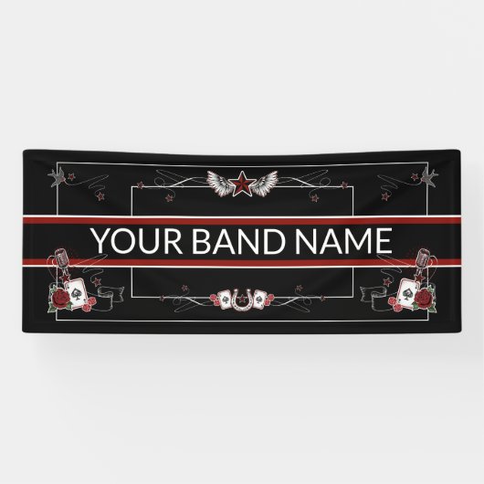Aangepaste banenbanner voor muziek op Merch Rockab Spandoek (Horizontaal)