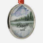 Aangepaste Banff Bergmeer Bomen Metalen Ornament (Rechts)