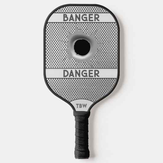 Aangepaste Banger Gevaar Zilver Gepersonaliseerd Pickleball Paddle (Voorkant)