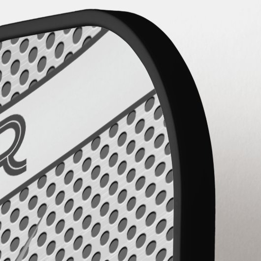 Aangepaste Banger Gevaar Zilver Gepersonaliseerd Pickleball Paddle (Links Detail)