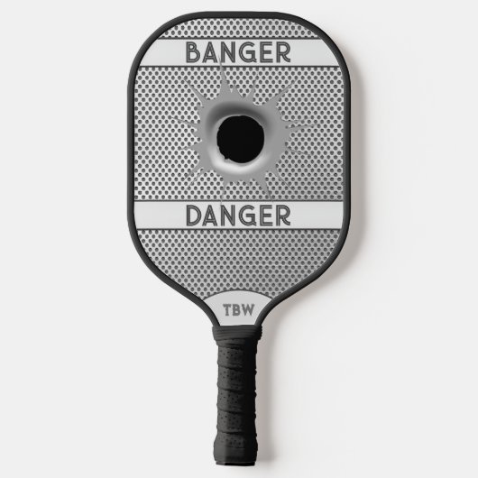 Aangepaste Banger Gevaar Zilver Gepersonaliseerd Pickleball Paddle (Achterkant)