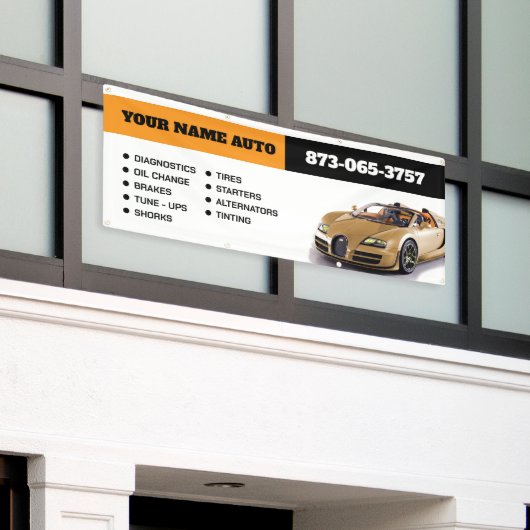 Aangepaste banner voor autohulp (Buitenkant Gebouw)