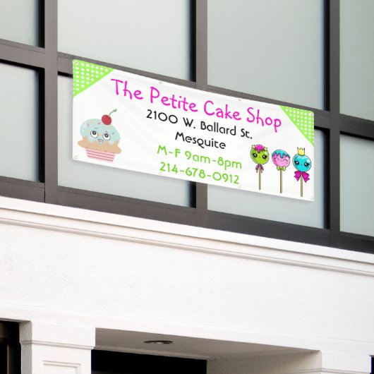 Aangepaste banner voor cupcake-bakkerij (Buitenkant Gebouw)