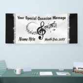 Aangepaste banner voor muzieknoten, zwart en wit (Beurs)