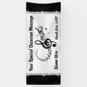 Aangepaste banner voor muzieknoten, zwart en wit (Verticaal)