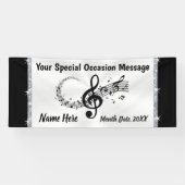 Aangepaste banner voor muzieknoten, zwart en wit (Horizontaal)