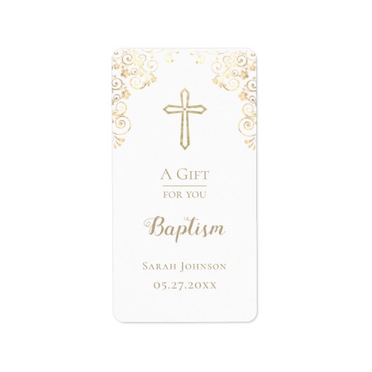 Aangepaste Baptism Gold Hand Sanitizer Etiket (Voorkant)