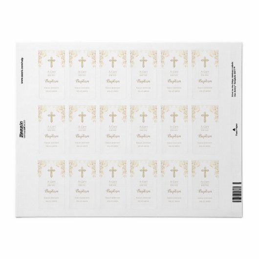 Aangepaste Baptism Gold Hand Sanitizer Etiket (Full Sheet)