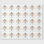 Aangepaste Baptisme communitybevestiging Floral Cr Cadeaupapier (Vlak)